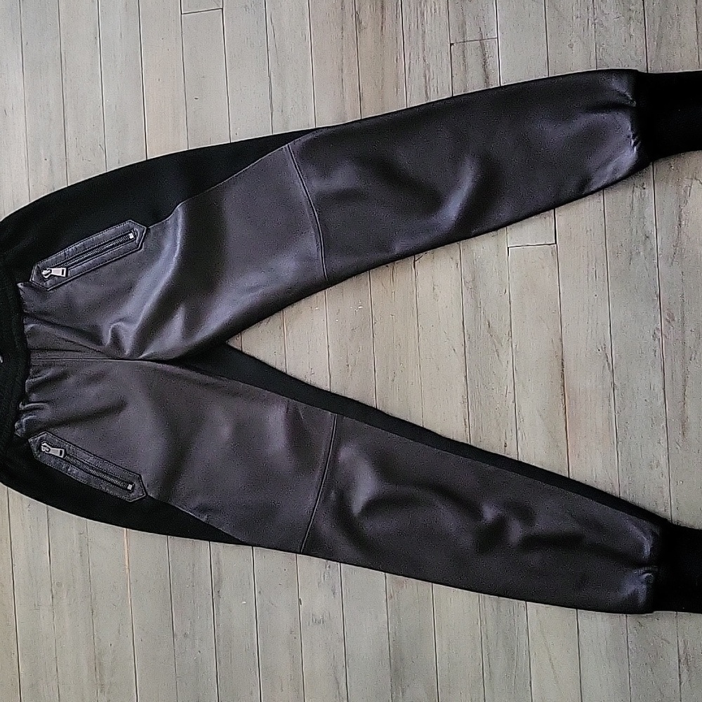 Vince Lamb Leather Mixed Media Jogger